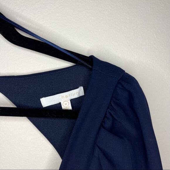 Harlyn Anthropologie Wide Leg Navy Jumpsuit Size Medium / M / 6 / 8 - Picture 3 of 7